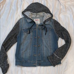 Denim Jacket with Cloth Sleeves